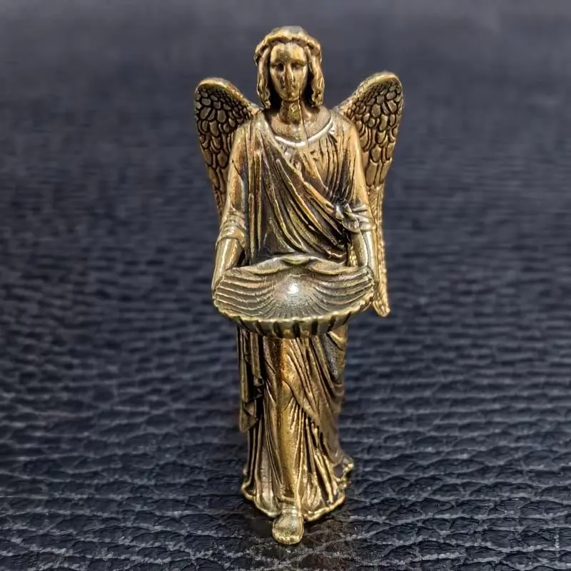 Vintage Style Angel Server Brass Statue, Unique Brass Material, Ideal for Living Room, Office, Tea Ceremony, Festive Gift, Christmas, Easter