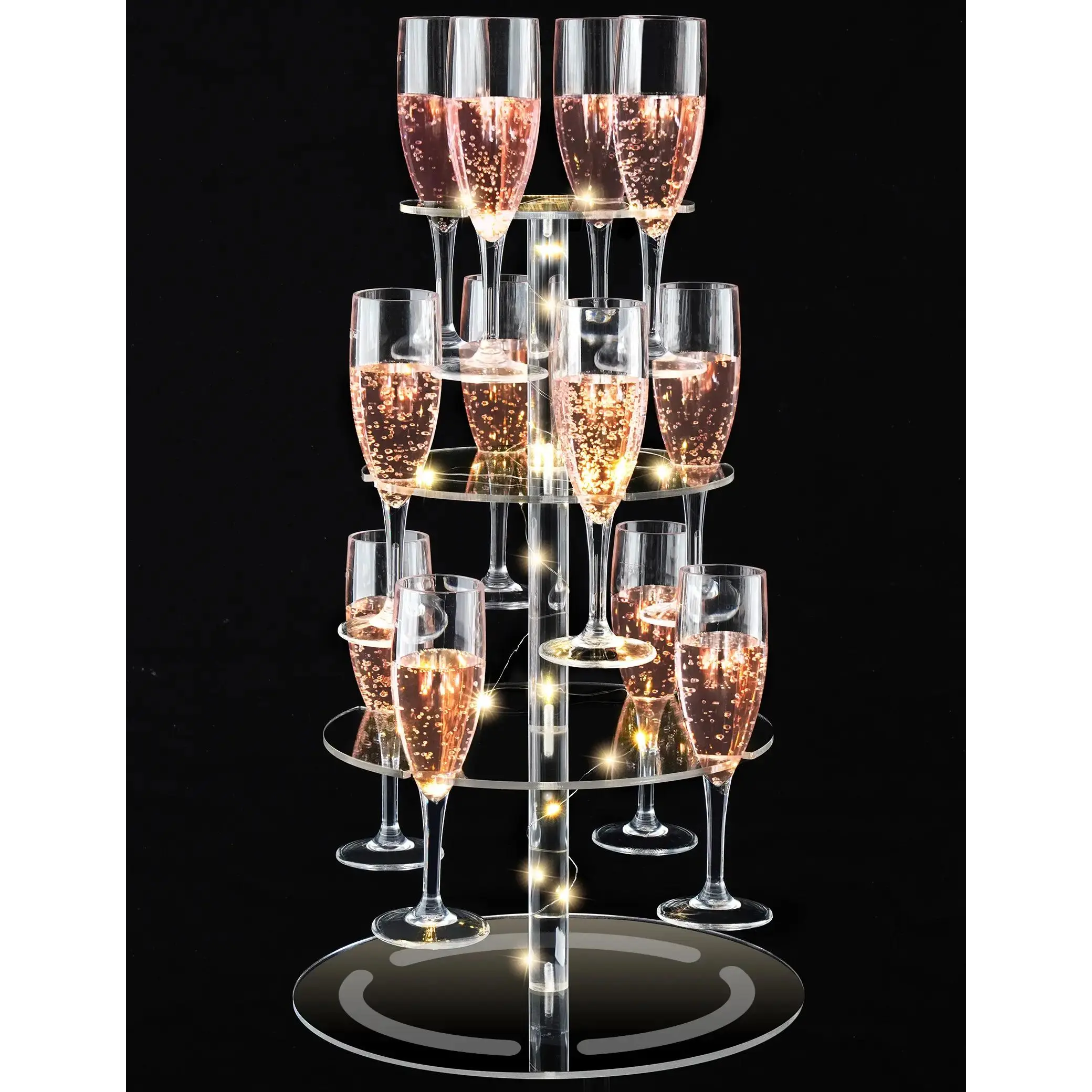 3-Tier Clear Acrylic Champagne Tower with String Light, 12-Glass Cocktail Tree Stand Wine Rack for Weddings, Parties & Cocktails - Utensils