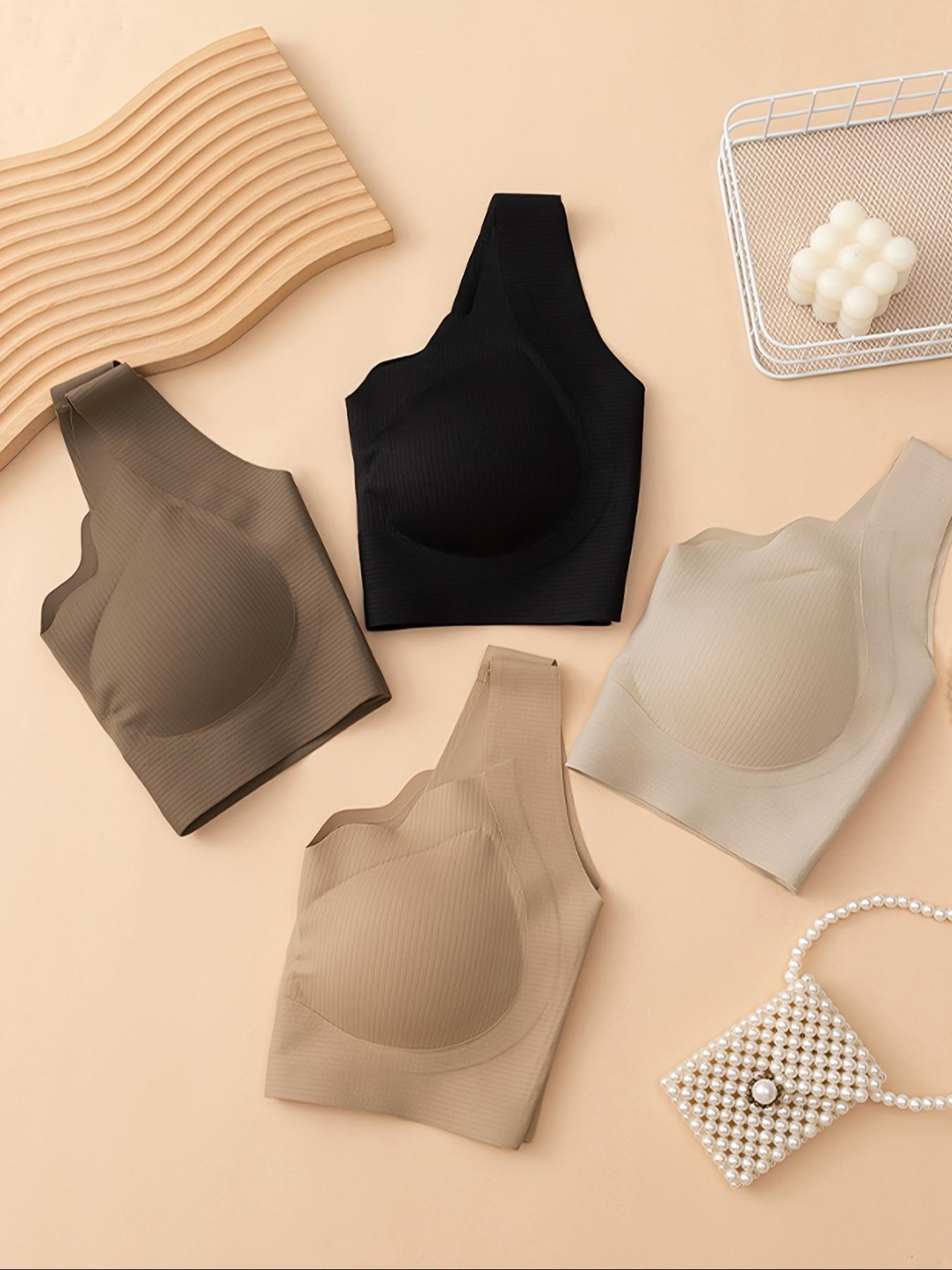 Women's Wireless Bras Set, Womenswear, Comfortable Breathable Smooth Underwear, Removable Pads, No Hooks, Casual Daily Wear, Pack of 4