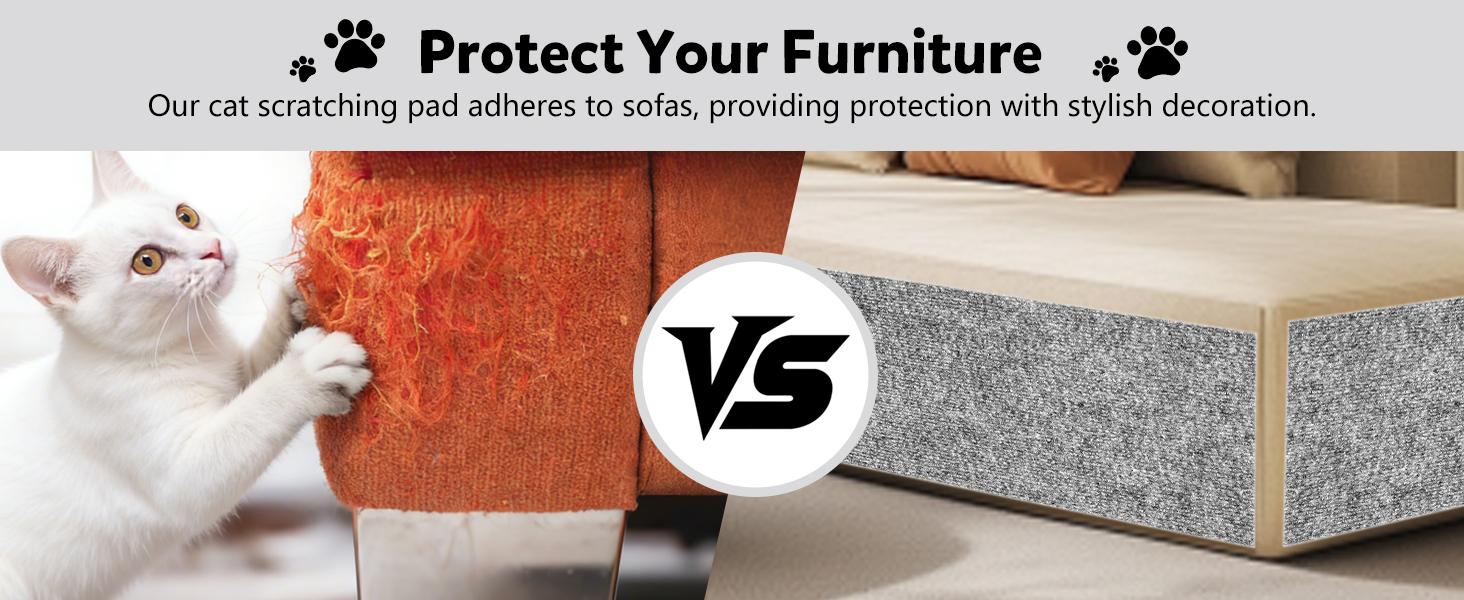 Cat Scratch Couch Furniture Protector,Trimmable Self-Adhesive Cats Claws Scratch Pads, Sisal DIY Climbing Couch Protector for Scratch Post Cat Tree Replacement Indoor(Light Gray, 78.7"x15.8")