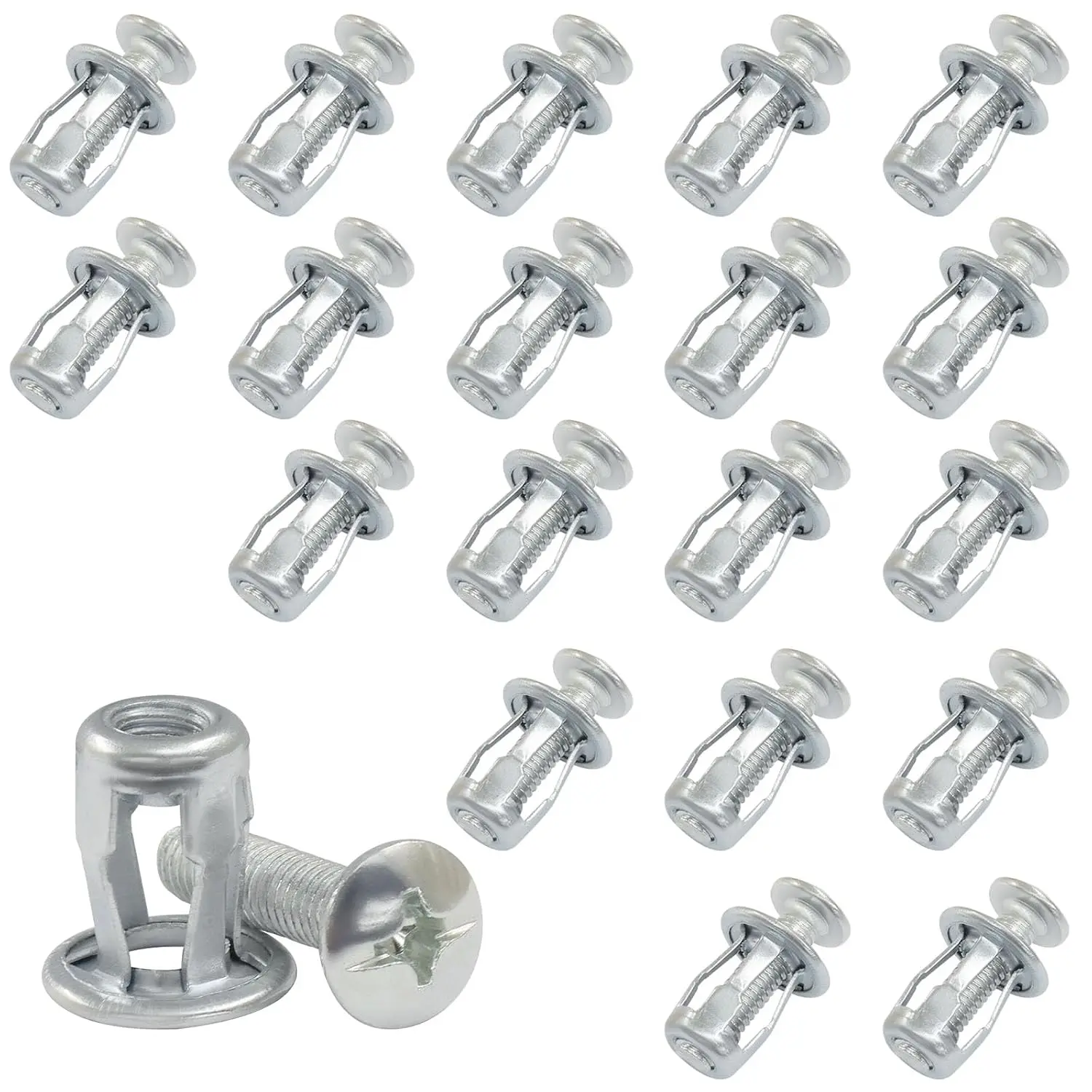 Hollow Wall Anchors, M6x25 (M6 x 1"), 20 Pack | Heavy Duty Cavity Fixing Anchors, Secure Fixings for Thin Walls, Aluminium Cladding Sheet, Steel Pipe/Iron Sheet