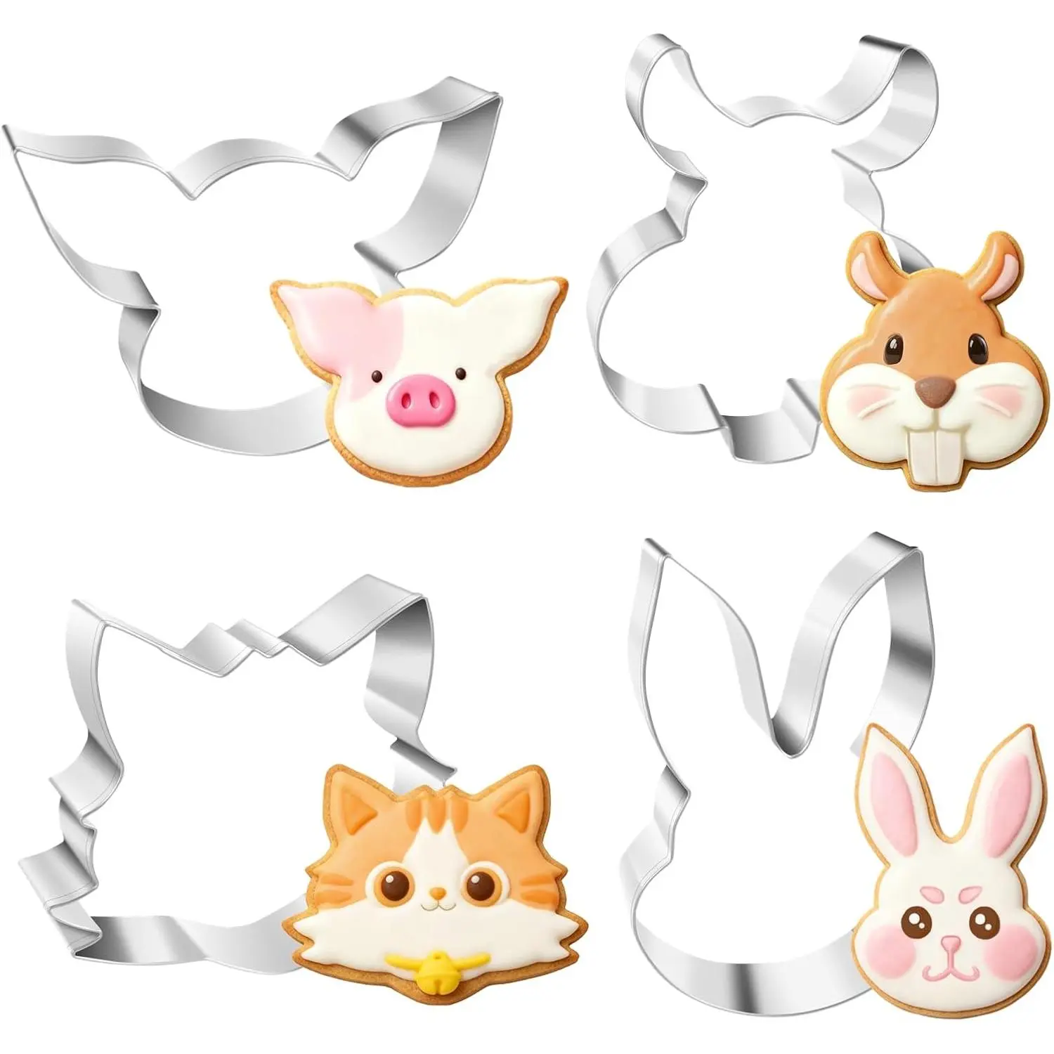 Cookie Cutters, 4 count Large Cute Cookie Cutters Set | with Hamster, , Pig,  for  Birthday Party Supplies