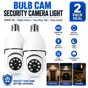 "Bulb Cam Security Camera Light – HD Smart Home Surveillance, Real-Time Monitoring, Easy Install, Weatheravproof, Indoor/Outdoor Security, Protect Your Home & Loved Ones, 2-Pack Deal"