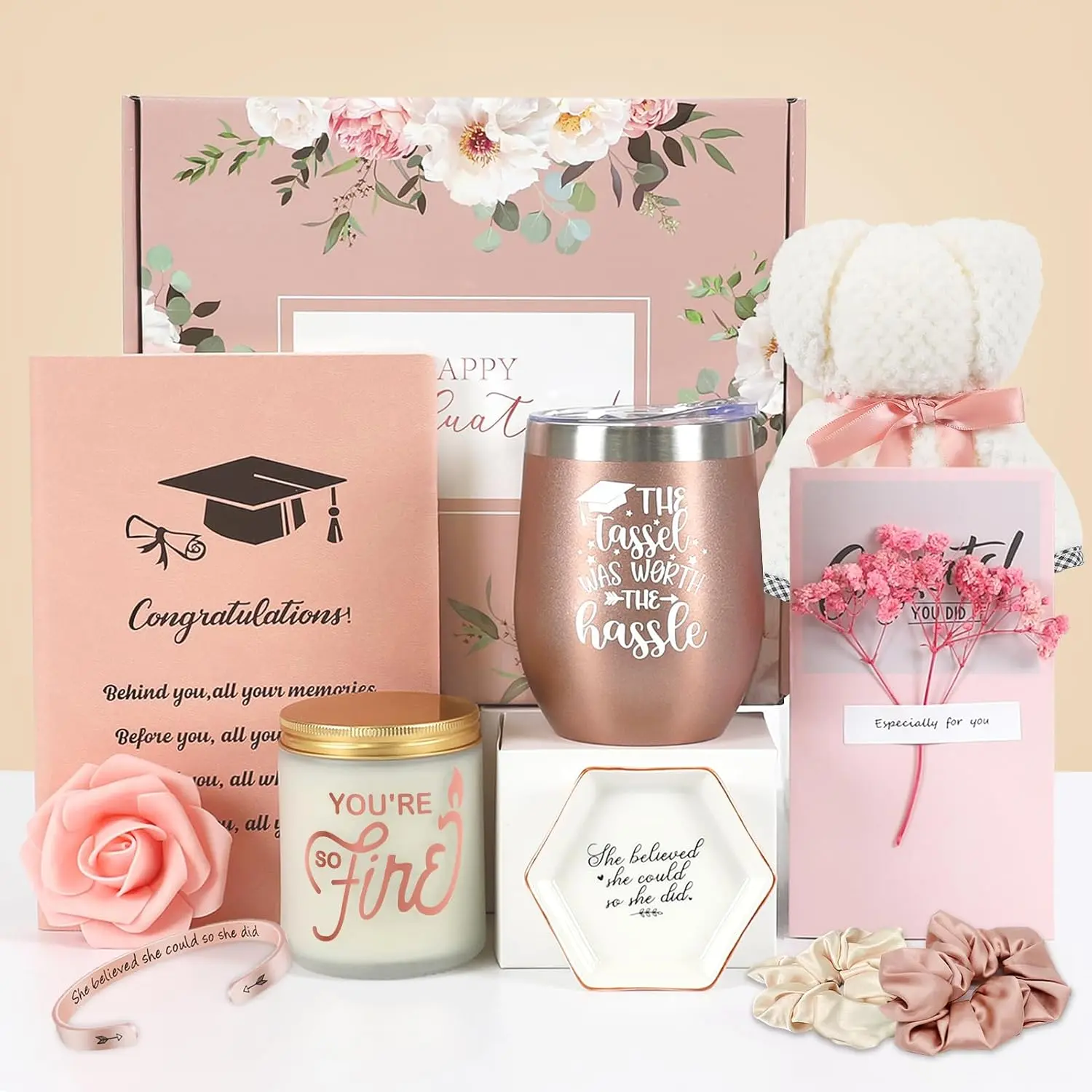 10-in-1 Luxury 2026 Graduation Gift Basket - 12oz Locking Lid Practical Box for College/High School Class of 2026 Graduates (Daughter, Sister), Jar