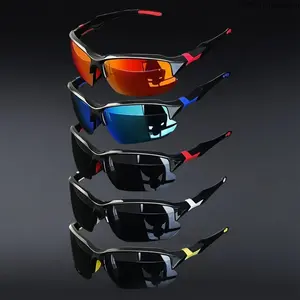 XUH 5 Pack Unisex Wrap Around Sport Sunglasses, Half Frame Mirrored Reflective Lenses for Cycling, Running, Driving & Outdoor Activities
