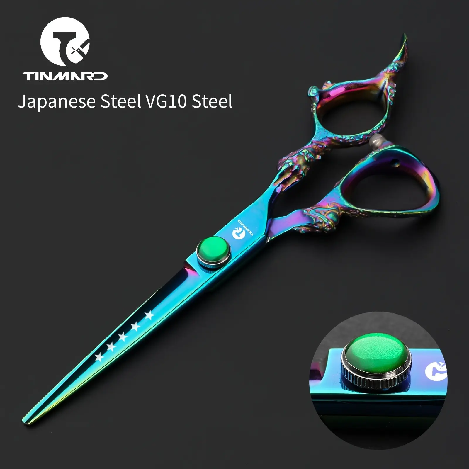 Emerald Dragon Handle 6.2 Inch Sharp Haircut Scissors, Professional Barber Tool, barber supplies, Durable Design for Precision Cuts