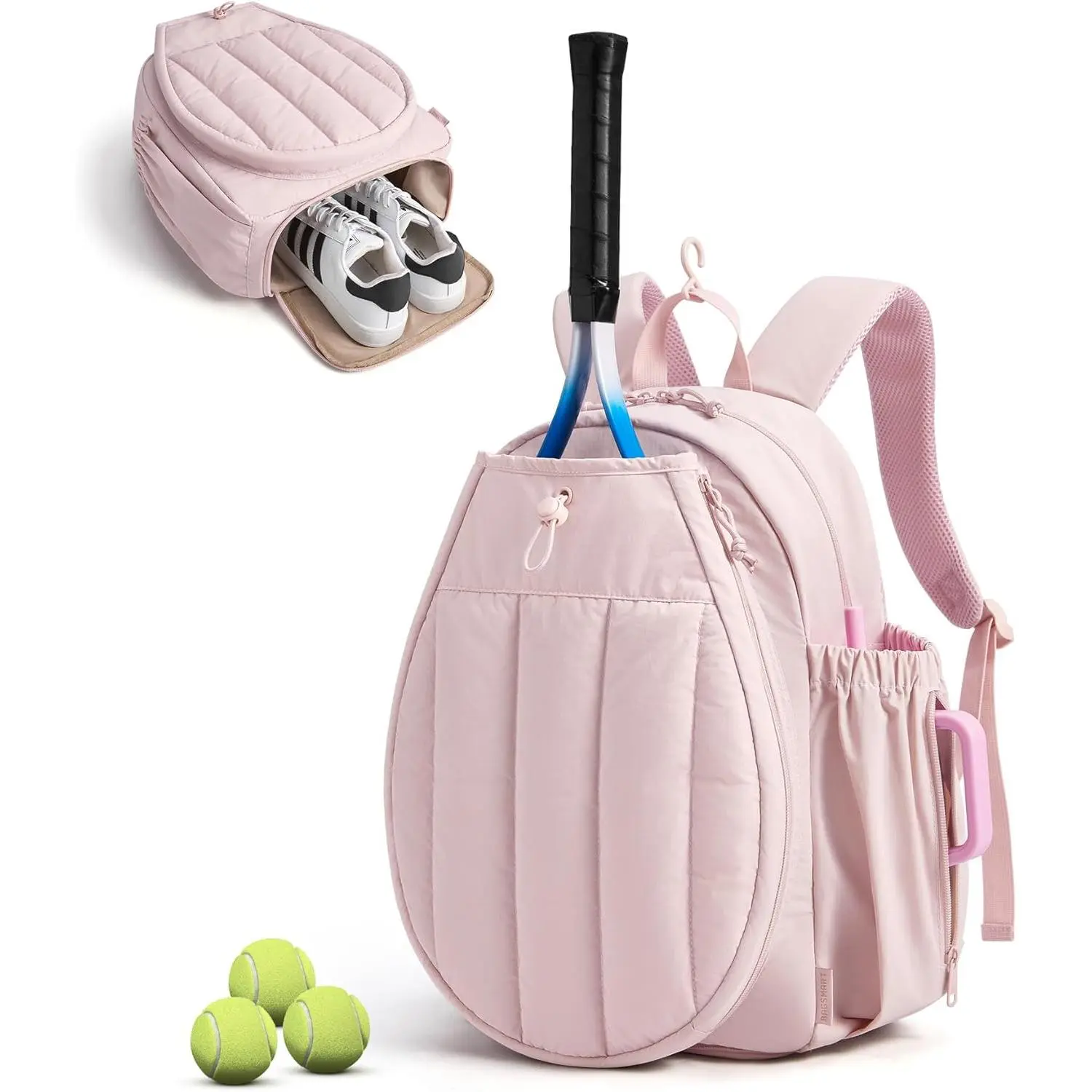 Tennis Gym Bag for Women, Tennis Backpack Holds 2 Rackets with Shoe Compartment, 15.6" Laptop Gym Backpacks for Court, Off-work, Everyday & Overnight Weekend