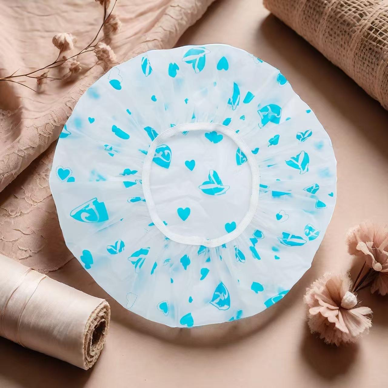 Cute Cherry Print PE Shower Cap, Waterproof Reusable Hair Cap for Shower, Hair Treatme