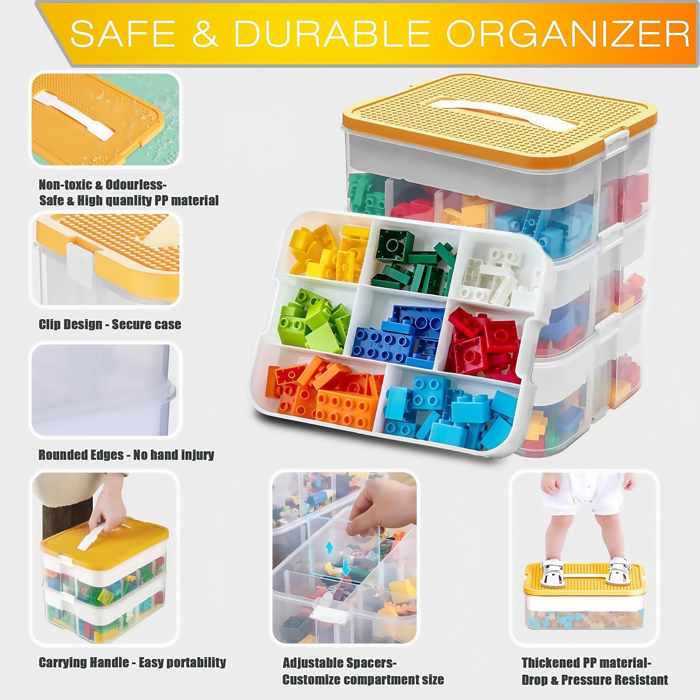 1 large particle building block storage box, super large capacity parts sorting bucket, 3-layer stackable storage box, suitable for home organization, ideal for bedrooms and game rooms, Multilayer Storage, Multifunctional Storage Bin