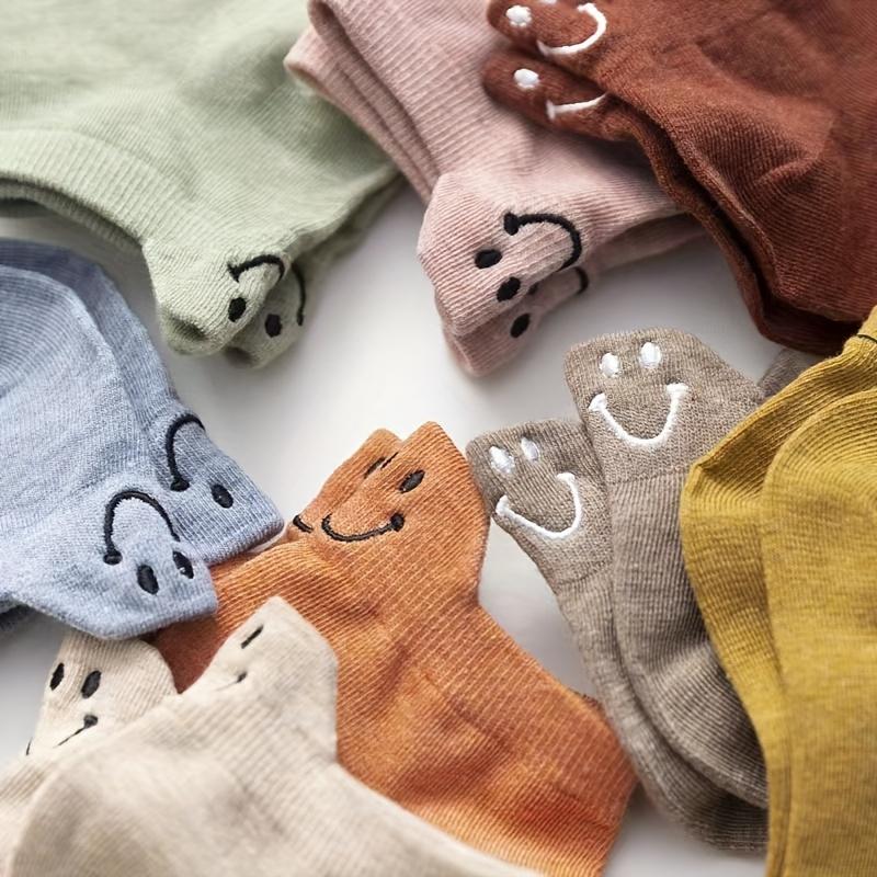10 Pairs Women's Cute Cartoon Face Ankle Socks - Comfortable Low Cut Design - Perfect Fit For Daily Fashion Casual Wear Womenswear SpringStatements