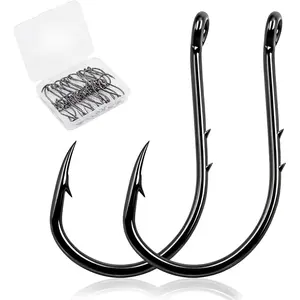 Octopus Baitholder Fishing Hooks, 50/100pcs Bait Holder Hook Sharp Double Barbed High Carbon Steel Offset Circle Hooks Live Bait Fish Hooks  Freshwater Saltwater Size 8-5/0
