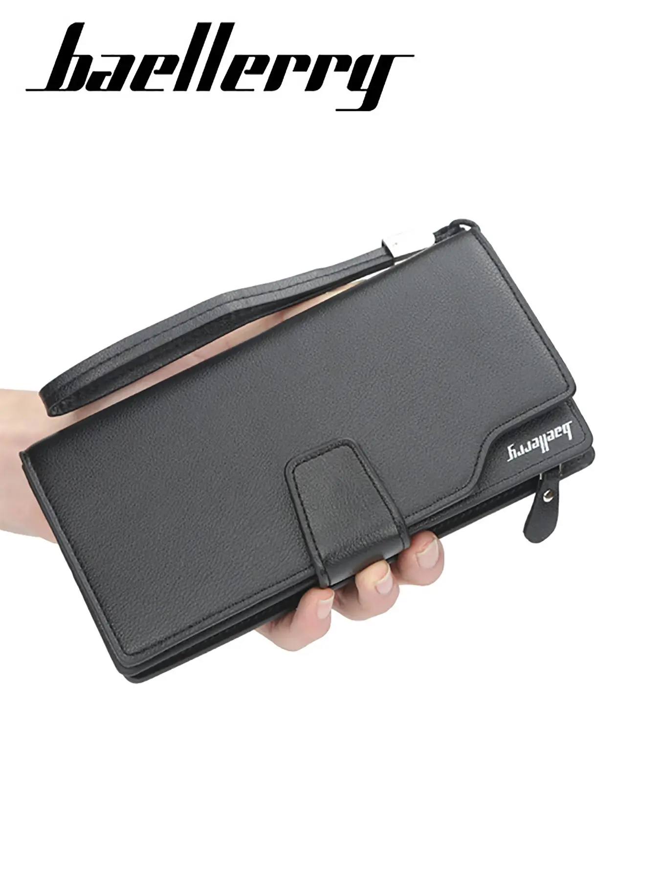 Baellerry Men's Leather Wallet, Long Large Capacity Casual Phone Card Holder, Zipper Driver Imitation Leather Bag, Business Gift