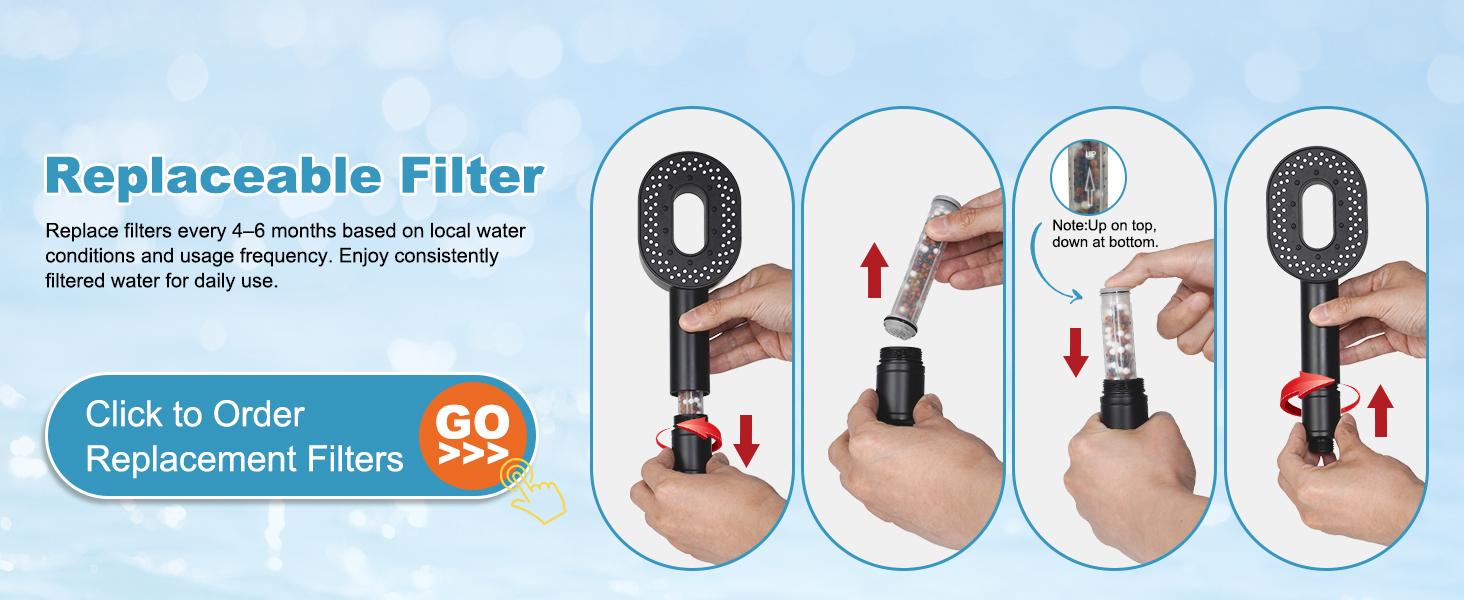 Filtered Showerhead with handheld, High Pressure 5 Sprays Handheld Shower Head with Brass Holder & 71" Metal Hose, Water Softener for Hard Water-Remove Chlorine, Reduces Dry Itchy Skin, Black