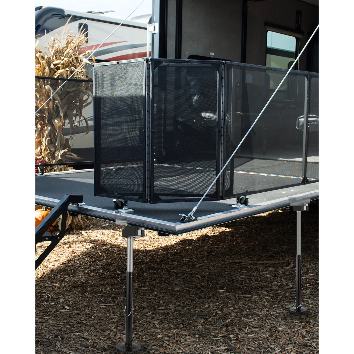 RV Slide Out Support Jacks Set of 2, 10,000 Lbs Heavy Duty RV Stabilizer Jacks, 21"-34" Adjustable Camper Slide Out Supports, Power Drill & Hand Crank Compatible, Durable Steel Construction for Travel