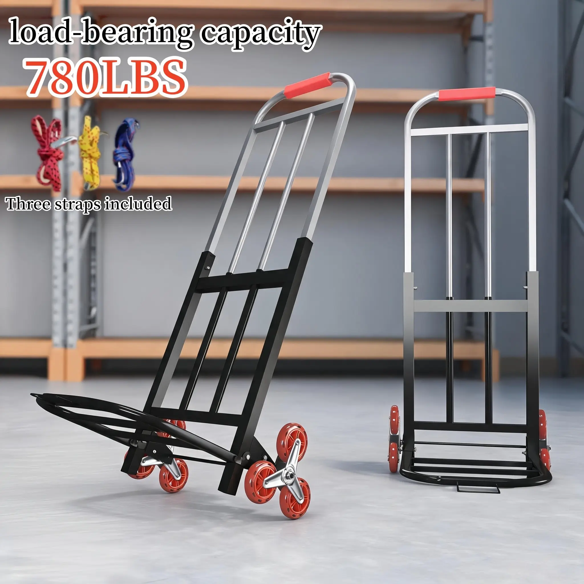 Folding Trolley, Stair-climbing Trolley, Portable Trolley, Shopping and Carrying Trolley, 780 Lb Heavy-duty Luggage Trolley, Stainless Steel Household Cargo Trailer, Folding Shopping Cart with Silent Wheels, Carrying and Delivery Trolley