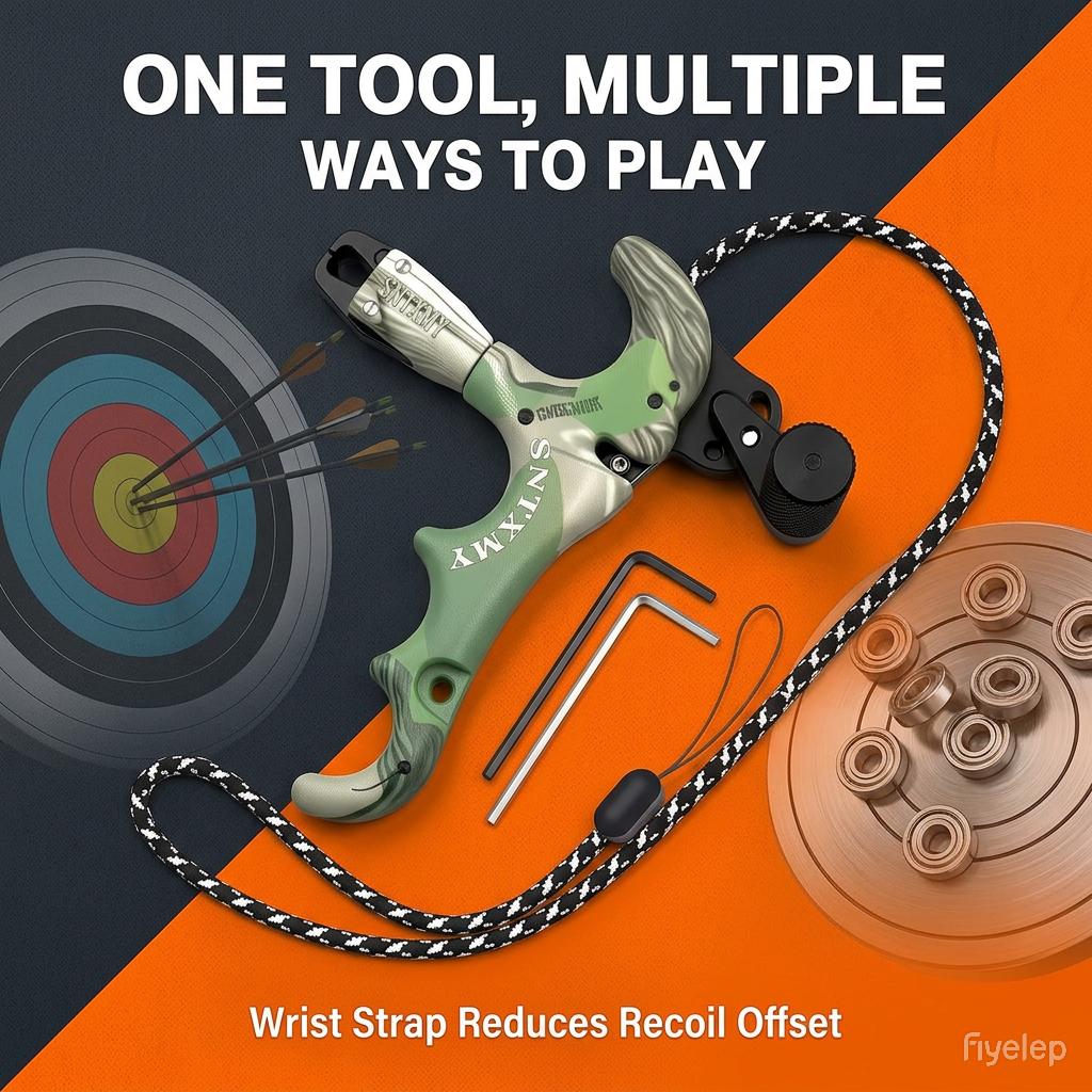 Camouflage 4-Finger Compound Bow Release Aid 360 °   Rotating Auto-Close Jaw Aluminum Head Adjustable Trigger Sensitivity Smooth Release for Hunting Archery Target Practice Outdoor Shooting Bow Accessories Must-Have Gear for Archers Improve Accuracy Consi