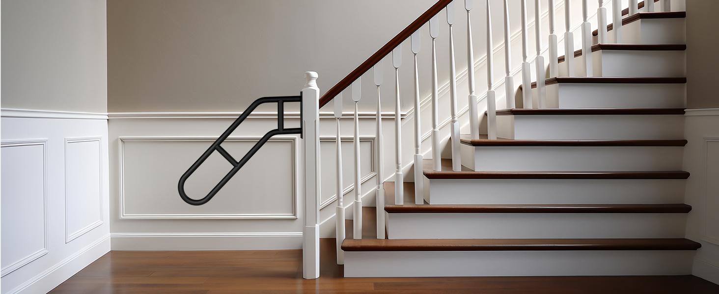 Hand Rails for Steps: U-Shape Black Handrails for 1-3 Steps Wall Hand Railing 1.3" Pipe Grab Bars Stainless Safety Handle for Porch