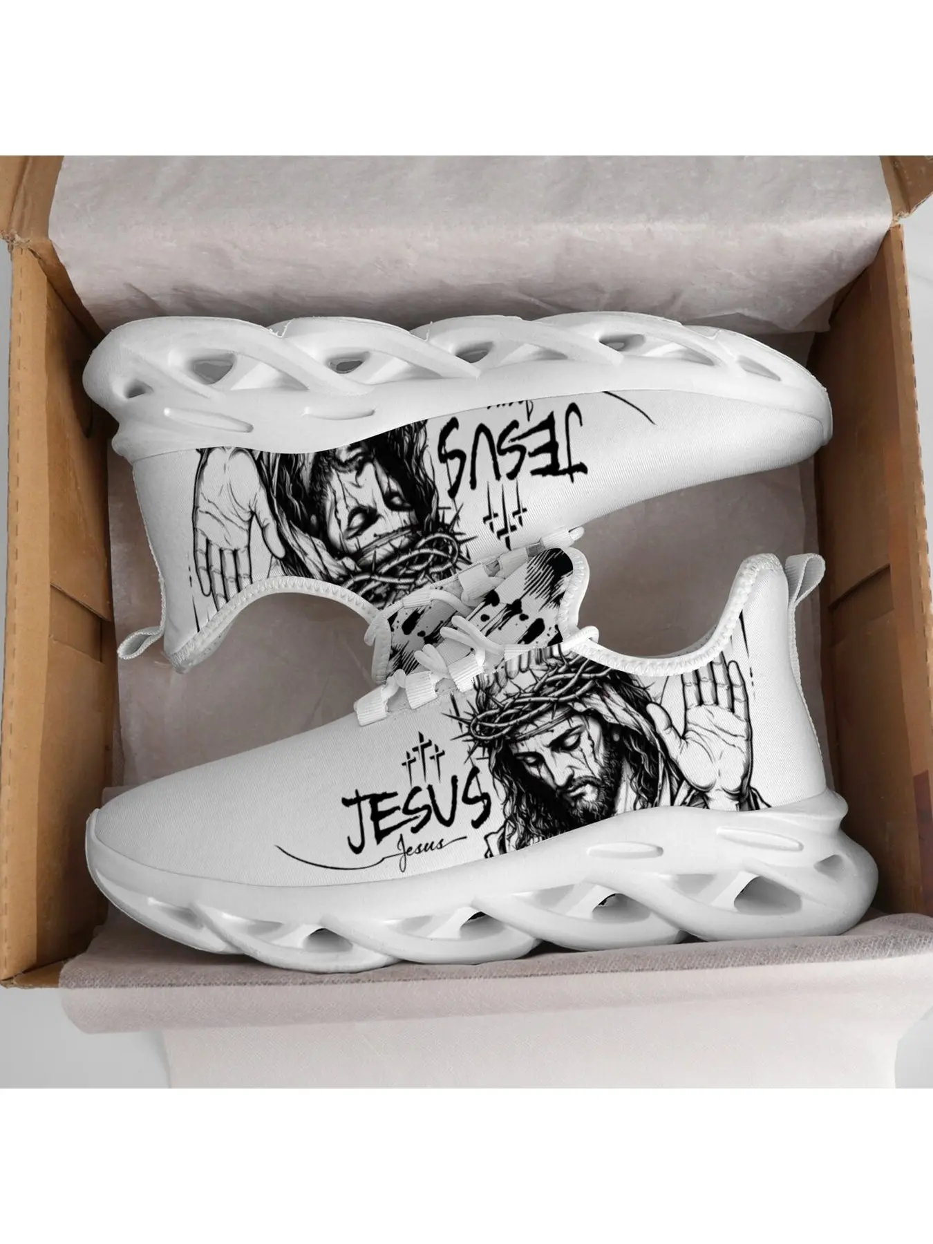Exclusive Unique Vintage Ink Christian Faith Graphic Platform Sneakers Men'S Woman'S Soft Light Mesh Wave Sole Daily Street Walking Athletic Shoes For Believers