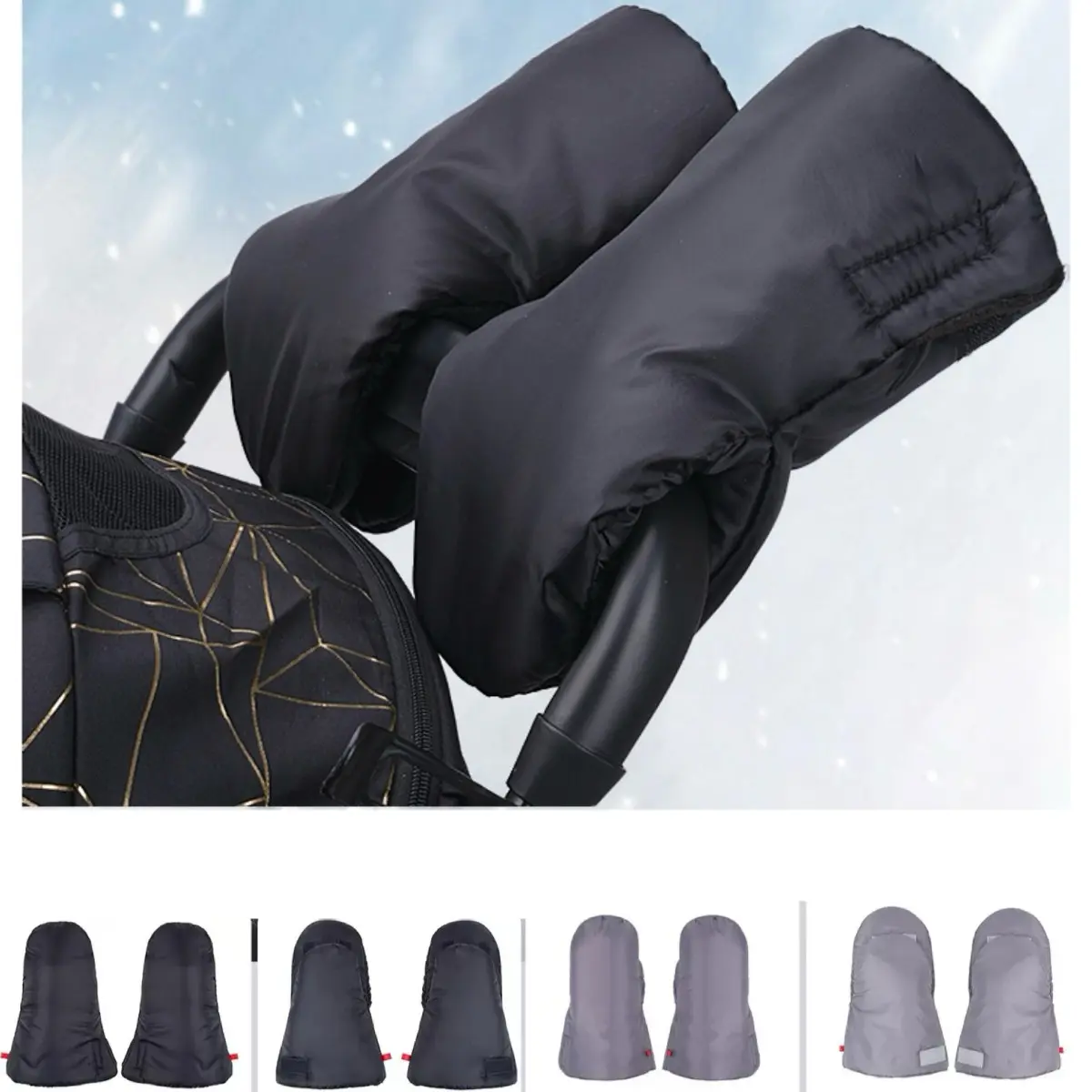Baby Stroller Gloves, Waterproof Warm Winter Anti-Freeze Gloves, Baby Stroller Accessories, 2 Pairs Set, Essential Infant Gear