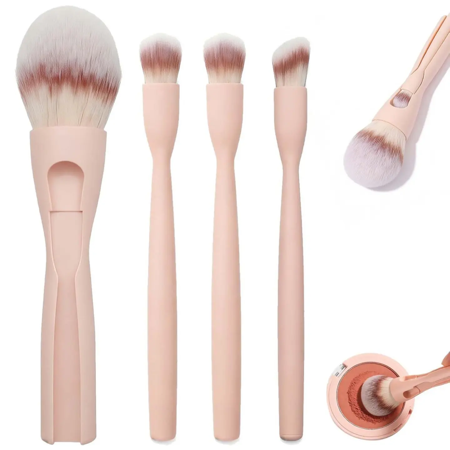 Magic Makeup Brush Set, Four-In-One Magnetic Makeup Brushes, Portable with Soft Fiber Bristles, Lightweight and Anti-Loss, Ideal for Beginners