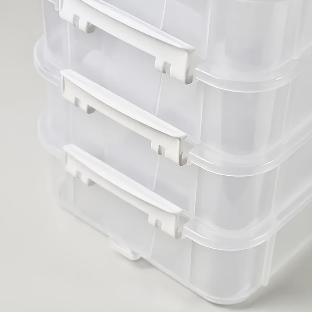 Stackable large-capacity transparent plastic storage box with lid and handle, compartmentalized drawers suitable for building blocks, hair accessories, jewelry, stationery, toys - household, office, travel portable organizer, easy to view, easy-grip
