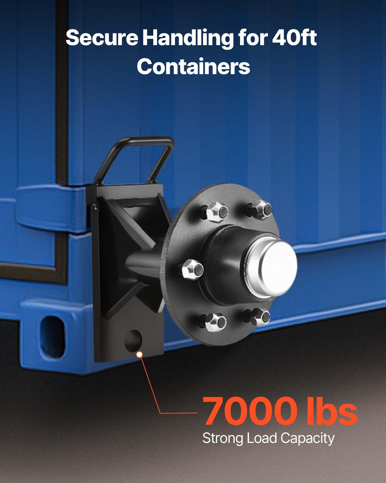 VEVOR Shipping Container Wheels 6-Lug Wheels Kit, Heavy Duty Shipping Container Axle with Ratchet Tie Down-Moves 20 ft - 40 ft, Secure Transport for Dock, Warehouse, Construction Site, Black