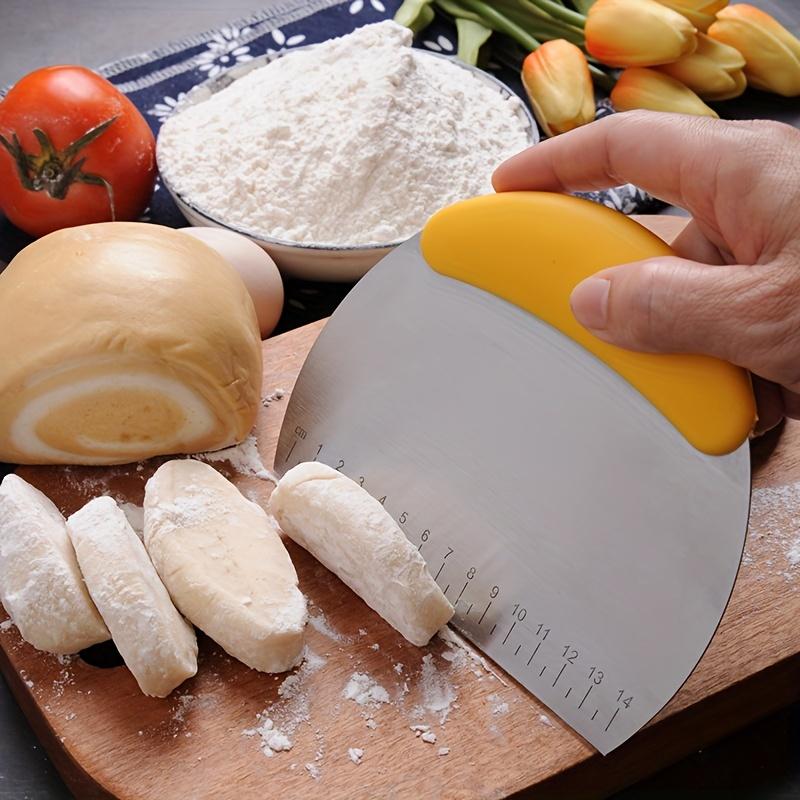 1pc, Dough Scraper, Stainless Steel Cutter, Food Scraper, Pastry Dividing Tool, Western Pastry Bread Dividing Board, Baking Tool, Kitchen Gadget