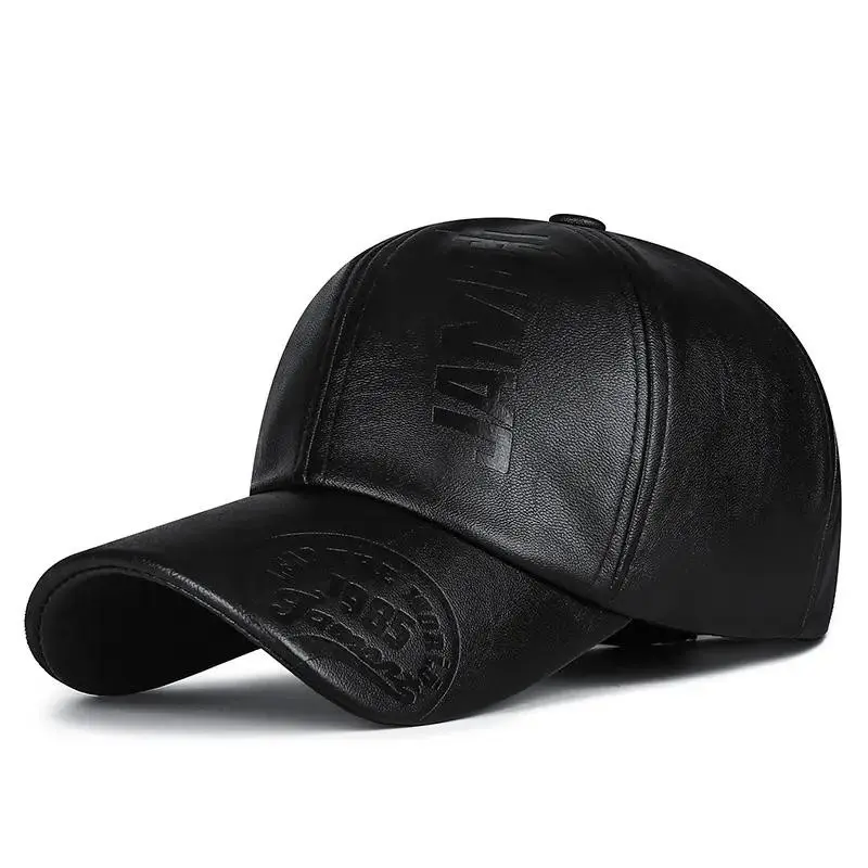 Men's British Style PU Leather Classic Baseball Cap, Adjustable Breathable Hat, Outdoor Windproof Ear Protector, Christmas Gift for Boyfriend Father