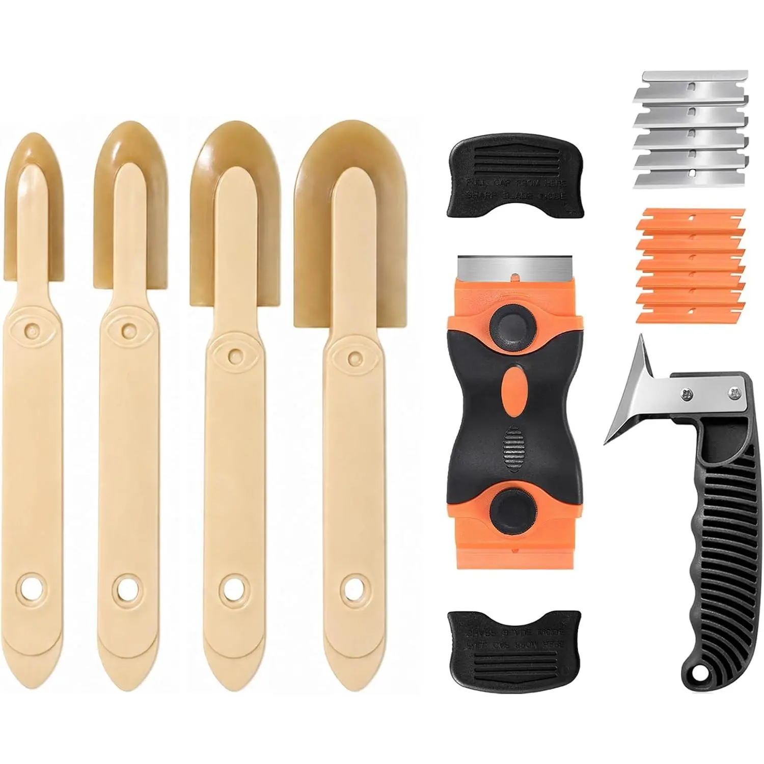 6 count Caulk Tool Set-Multi-Purpose  Caulking Tool Kit with Caulk Smoothing Tool,Razor  Scraper,Caulk Remover Tool for Clean Seal Lines,Non-Scratch for Bathroom,Kitchen,Window Repair
