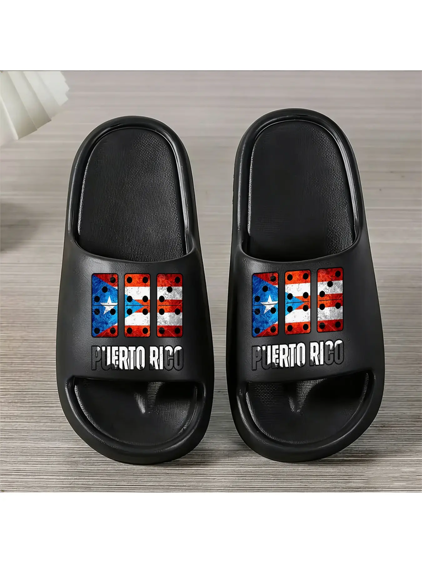 1 Pair of Unisex Slippers, Lightweight Slipper, Slide, Puerto Rico Domino Pattern, Indoor/Outdoor Slippers, Holiday Gift Slippers, Casual Flat Slippers, Summer EVA Slippers