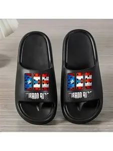 1 Pair of New Unisex Slippers, Slide, Puerto Rico Domino Pattern, Indoor/Outdoor Slippers, Holiday Gift Slippers, Women'S Home Shoes, Room Slippers, Birthday Gift Slippers, Casual Slippers, Summer EVA Slippers, Bathroom Slippers, Beach Slippers