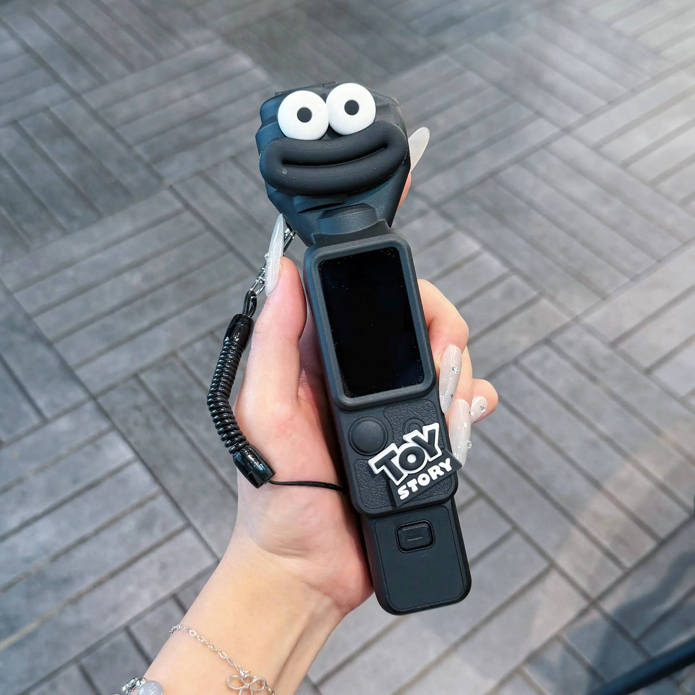 Luxury Cartoon Cute Big Mouth Soft Silicone Camera Case, Anti-Drop Protective Shell for Dji Pocket3 Pocket 4, with Camera Strap Bracelet