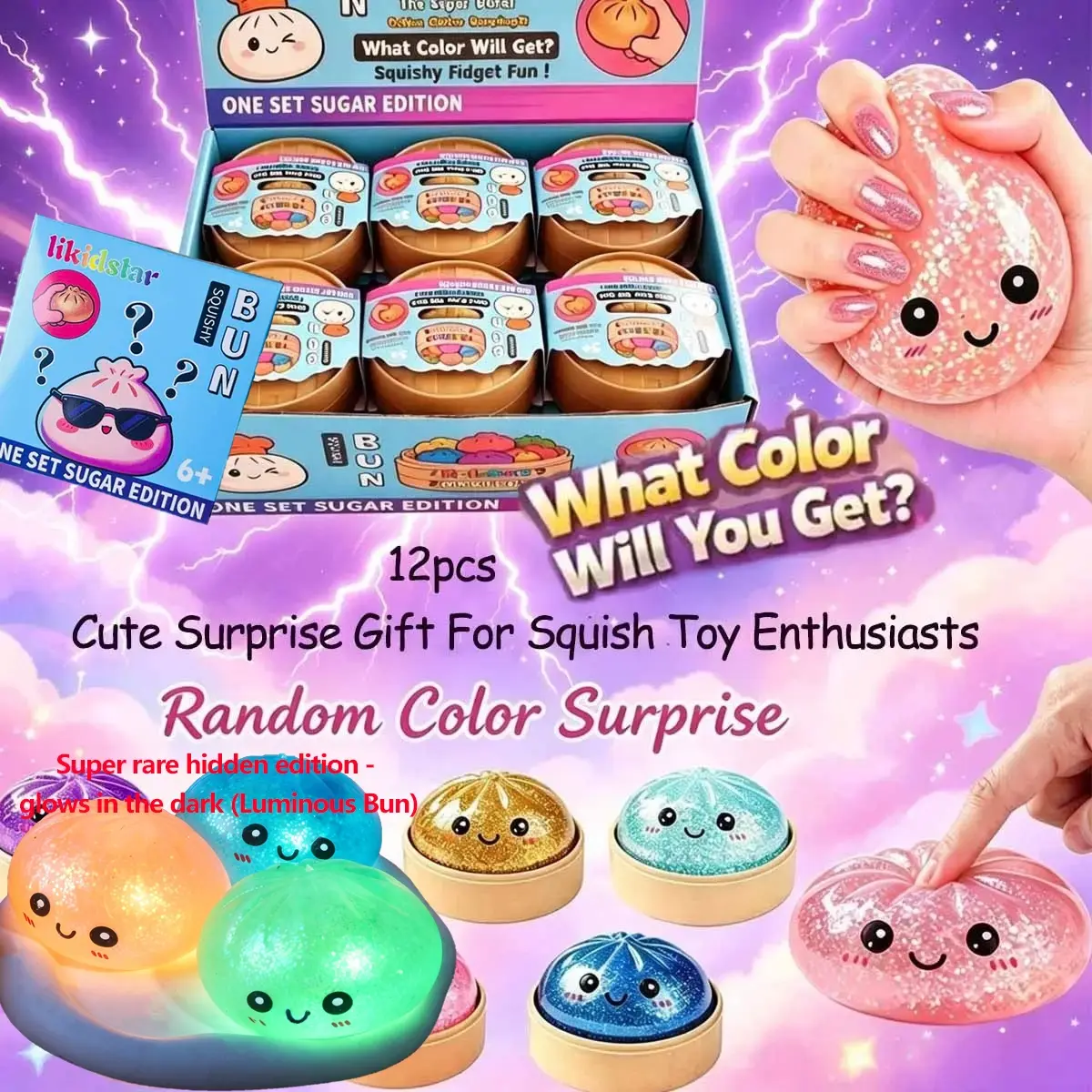 12 glitter dumpling soft rubber toys, real bread dumpling stress relief set, dumplings squishy glitter, crazy fun ball toys, cute sensory toys for stress relief, relieve anxiety and hand relaxation, birthday gift