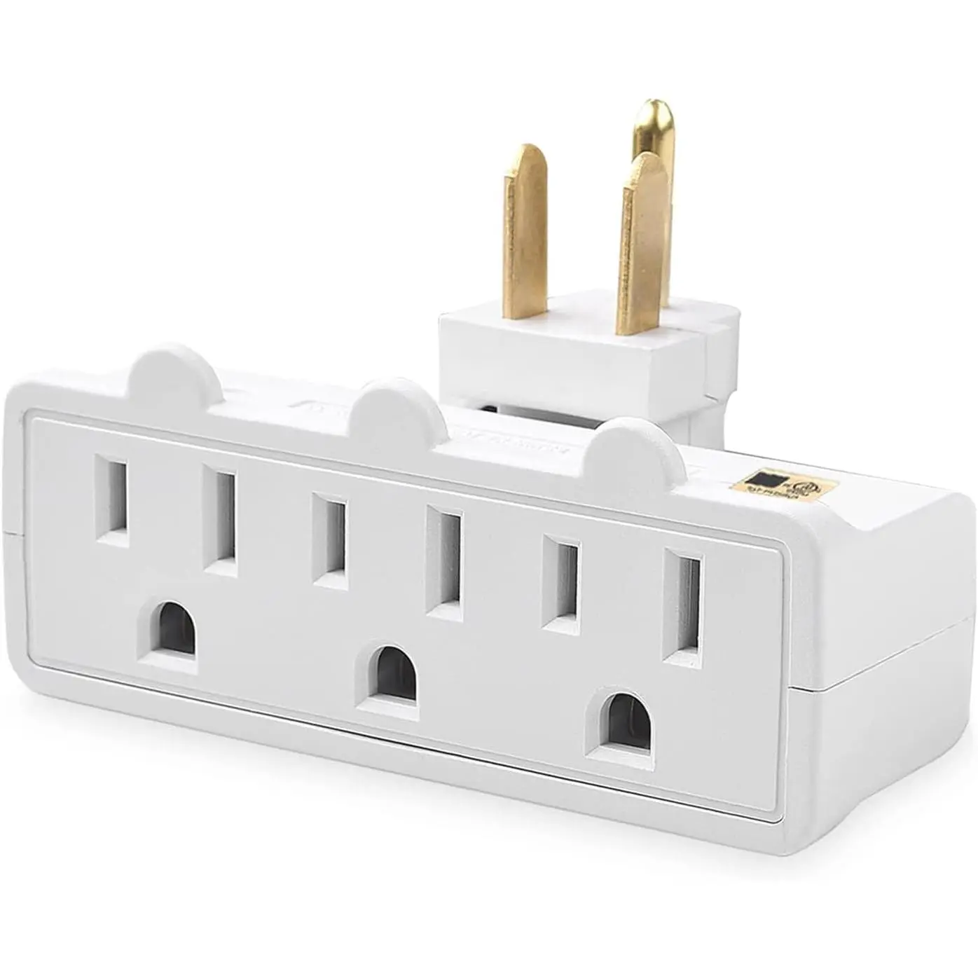 Multi Plug Outlet Splitter, 3 Outlet Adapter Grounded 180  Swivel Wall Plug Outlet, UL Listed 3-Outlet Extender, Grounded Wall Tap Power Plug Expander for Household Appliances (1 Pack)