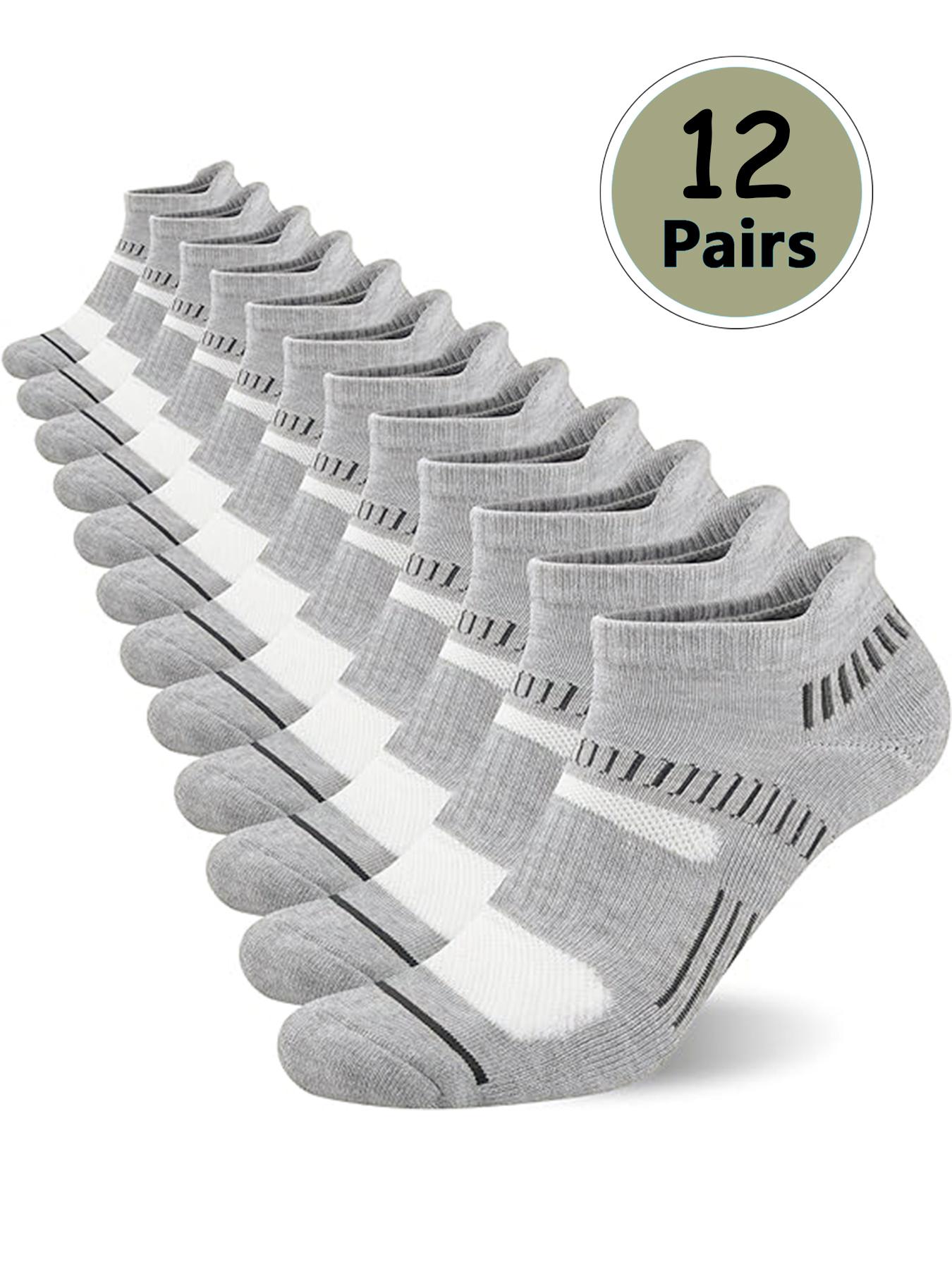 Men's 12 Pairs Stripe Print Ankle Socks, Moisture Wicking Athletic Socks, Soft Comfy Breathable Socks for Men, Breathable Fabric Socks