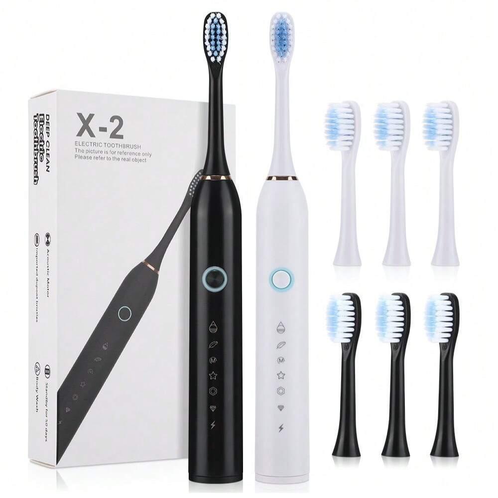 Electric Toothbrush, 1 Box Rechargeable Sonic Teeth-Cleaning Toothbrush with Brush Heads, Rechargeable Electronic Toothbrushes, Intelligent Deep-Cleaning Toothbrush for Adults