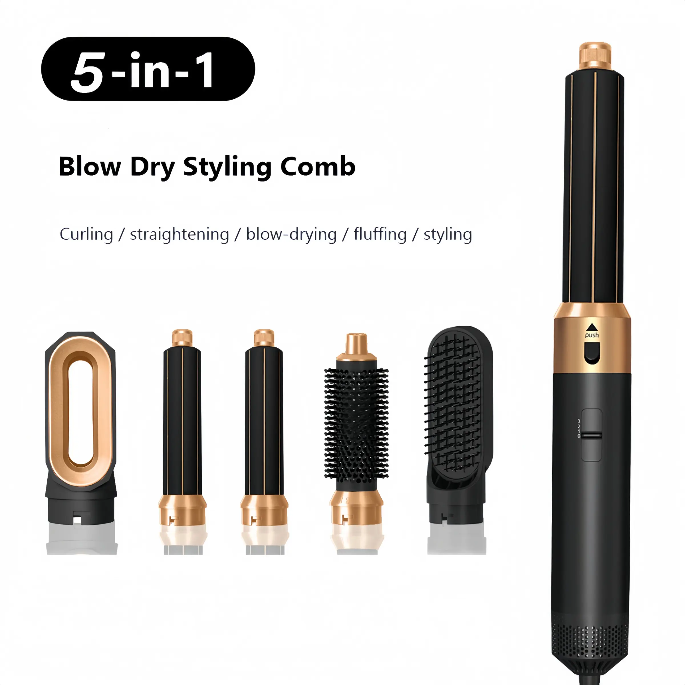 5in 1 Hair Dryer Kit, with Diffuser, Automatic Curling Wand, Straightening, And Styling, Hair Dryer for Bathroom, Detachable Hair Hot Brush Air Curler Air Curling Wrap Styler, Hair Straightening Tool, Holiday Gift