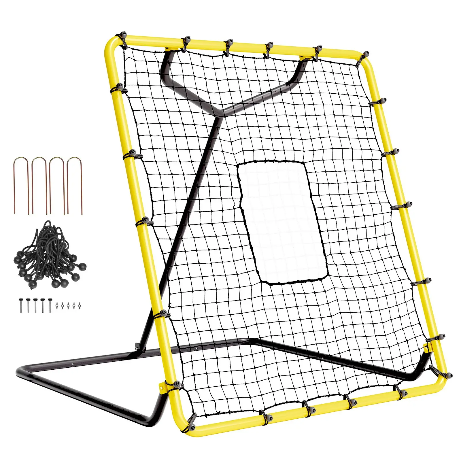 VEVOR Baseball And Softball Rebounder Net, 4x 4.5 Feet PitchBack Baseball Nest for Pitching and Fielding Training, Pitch Return Trainer Rebound Net with Pitching Target, 4 Adjustable Angles