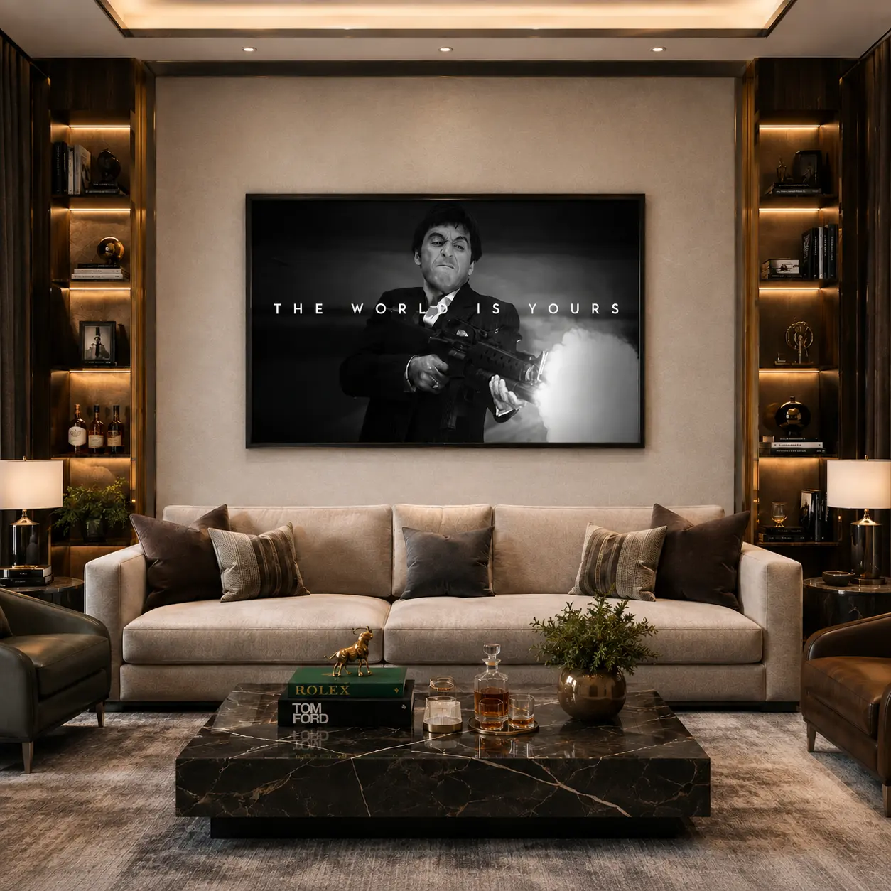 Iconic "The World Is Yours" Tony Montana Scarface Poster - Unframed HD Canvas Art for Modern Home Decoration & Motivational Wall Art Masterpiece wall decor wall art posters