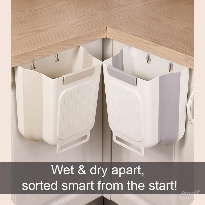 Space-saving Foldable Kitchen Trash Can 6L/11L Touchless Hanging Garbage Bucket Durable Commercial Grade Kitchen Accessory for Home Use