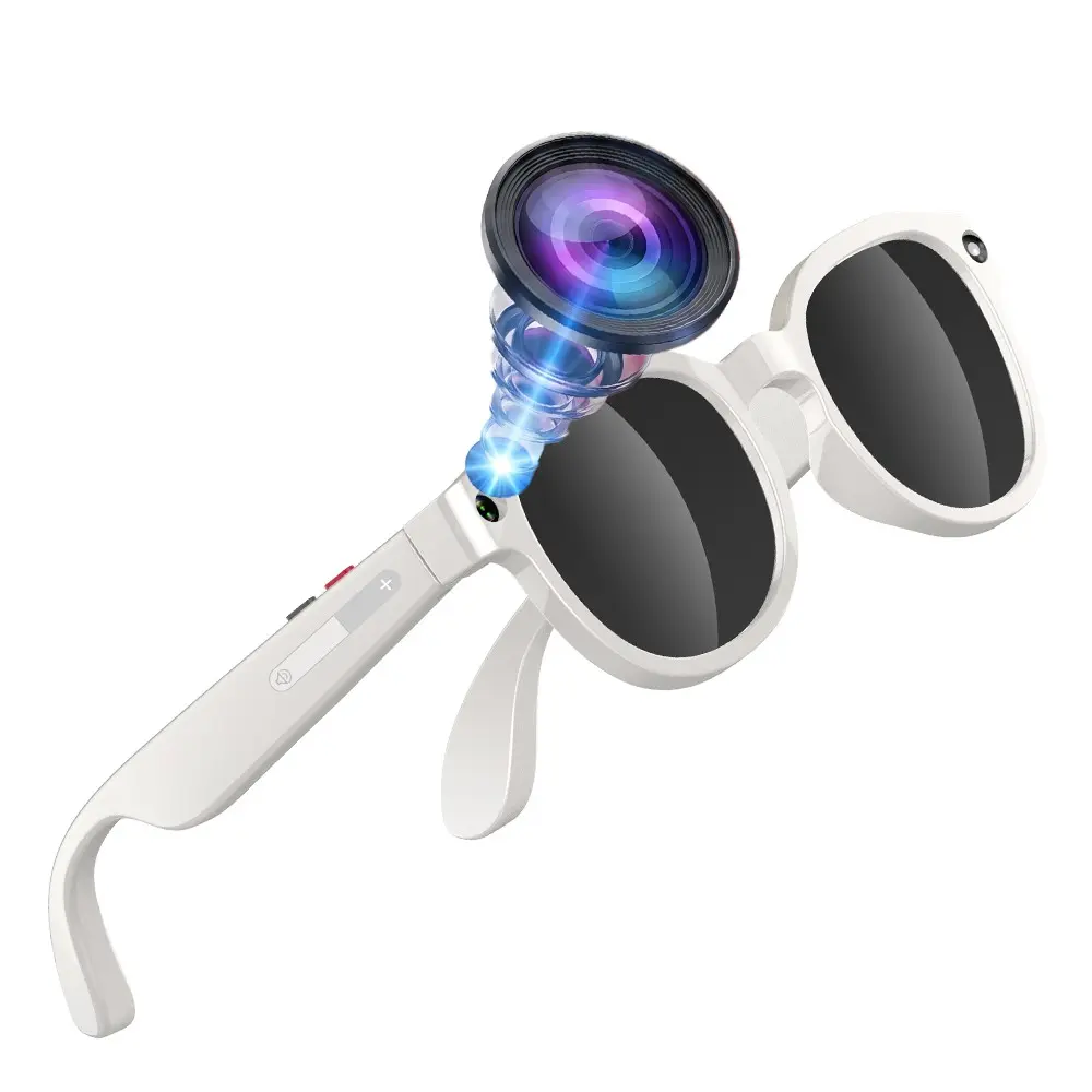 AI Wireless Smart Glasses, Multifunctional Smart Glasses, AI Smart Glasses With Camera, 2MP Camera, 1080P Video Anti-Shake Recording, 270Mah Battery, Hands-free Bluetooth Calling, Music Control, AI Translation, 3 Lens (Sunglasses + Anti-Blue Lens)