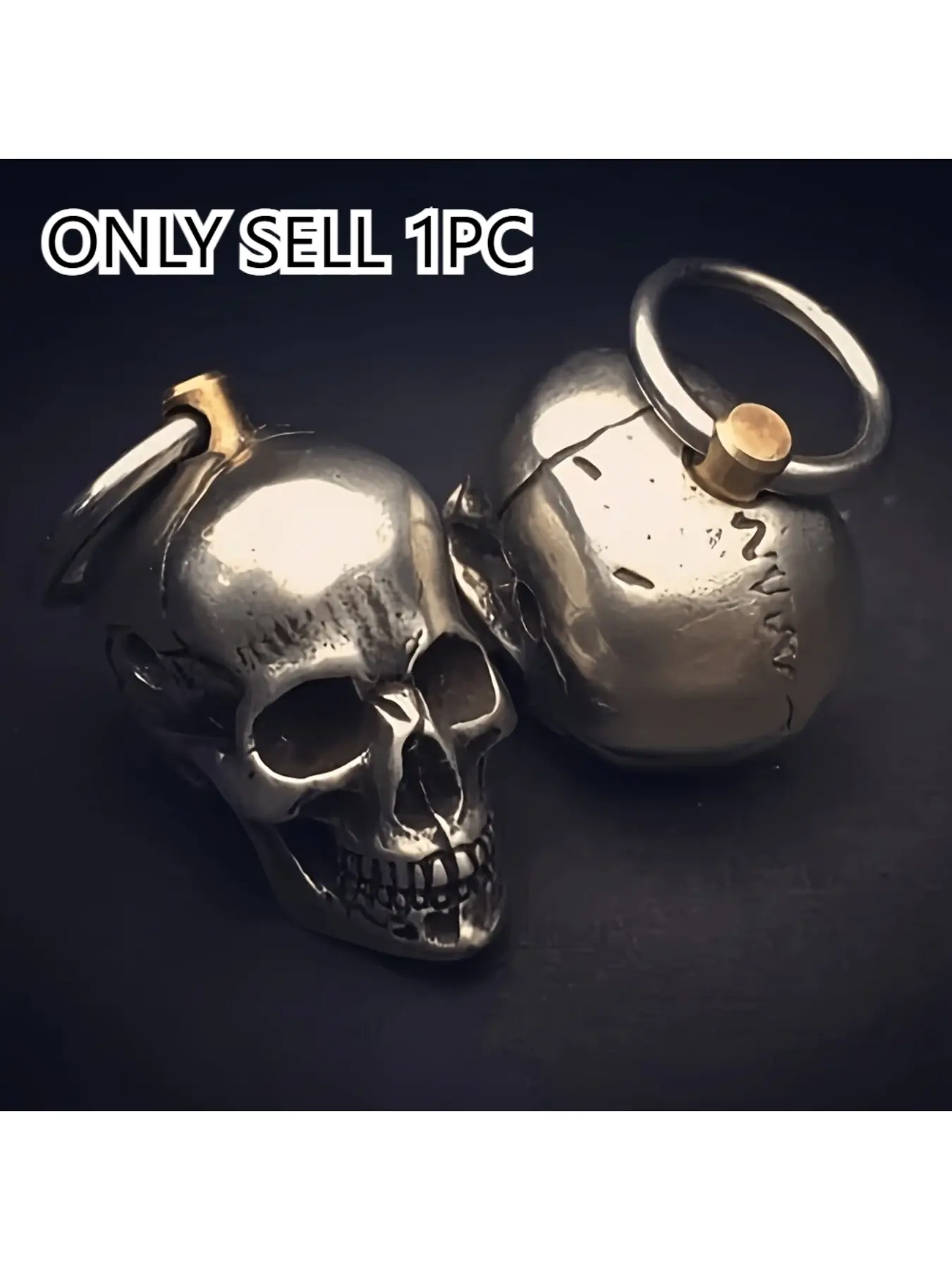 1PC Vintage Gothic 3D Skull Metal Keychain for Men, Heavy Duty Key Chain, Punk Street Style Skeleton Key Ring, Durable Alloy Car Key Holder Backpack Charm, Daily Carry Accessory, Halloween Birthday Gift for Bikers & Goth Trend Lovers