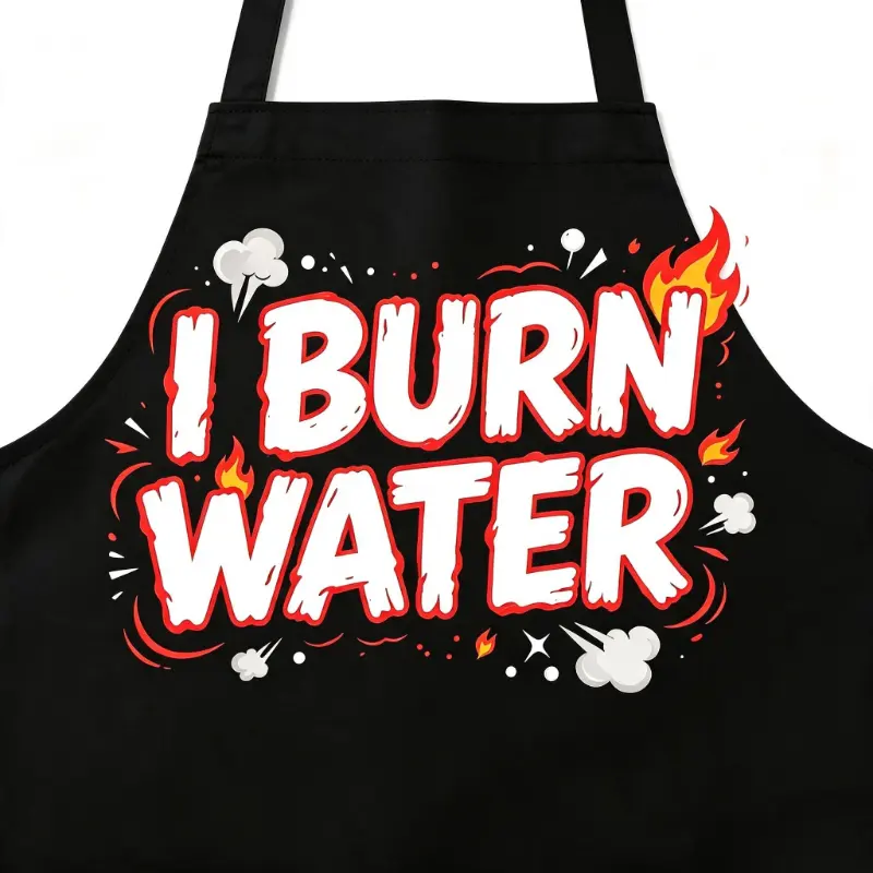 2 Pack I Burn Water Funny Sarcastic Waterproof Aprons For Women Men, Adjustable Apron With Front Pocket, Custom Image Print Supported, Humorous Cooking Graphic Work Apron for BBQ Cooking Painting Housework