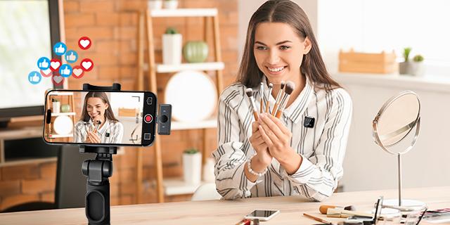 HOLIDAY HAUL!KUKIHO Wireless Lavalier Microphone with Charging Case – 164ft Range, 72H Battery – for iPhone, Android, iPad, Laptop – Clip-on Mic for Video, Interview, Vlog