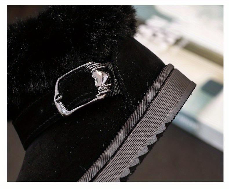 New[Girls' Winter Comfort Boots] Soft Fabric Lining, Durable Rubber Sole Girls' Winter Comfort Boots |             Slip-On Round Toe, Casual & Preppy Style, Perfect for Outdoor & Casual Attire, Minimalist Design