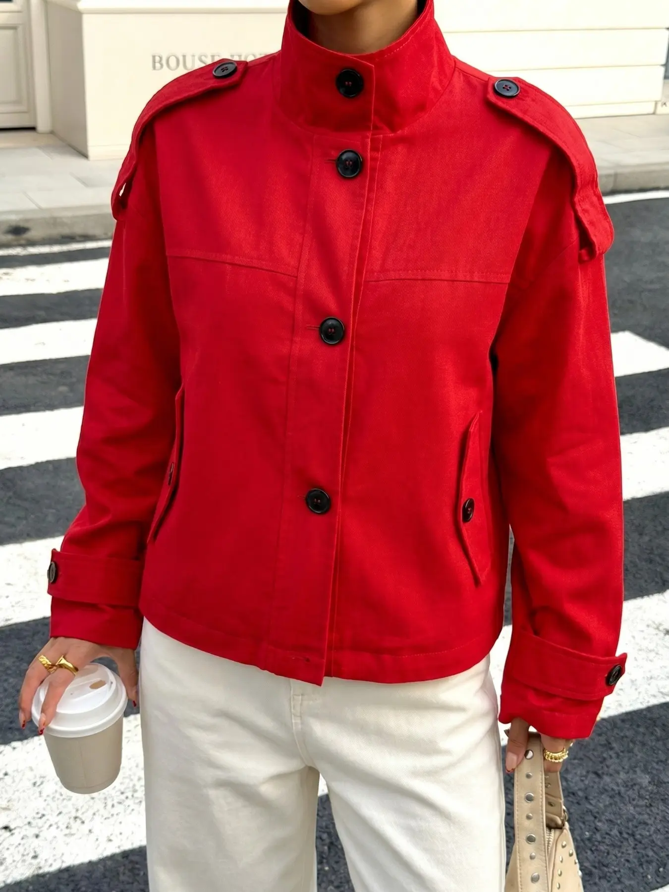 Women's Notched Lapel Casual Drop Shoulder Jacket, Classic American Style, Streetwear, Weekend, Fashion Blogger Wear, Long Sleeve Jacket