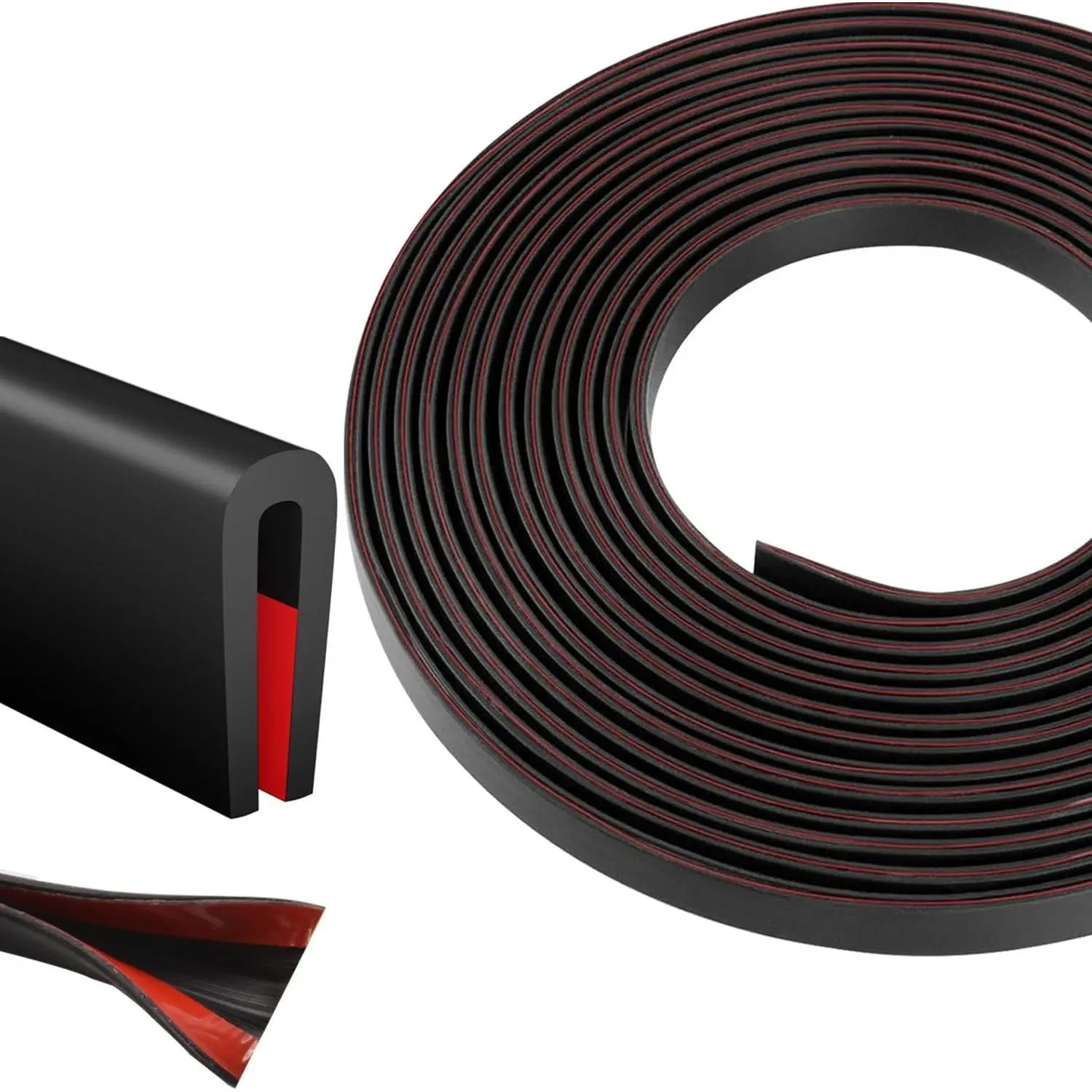 Silicone Edge Trim Self-Adhesive U Channel Silicone Edge Trim Edge Protector for Sheet Metal (Black, Fit 1/16" - L 20')