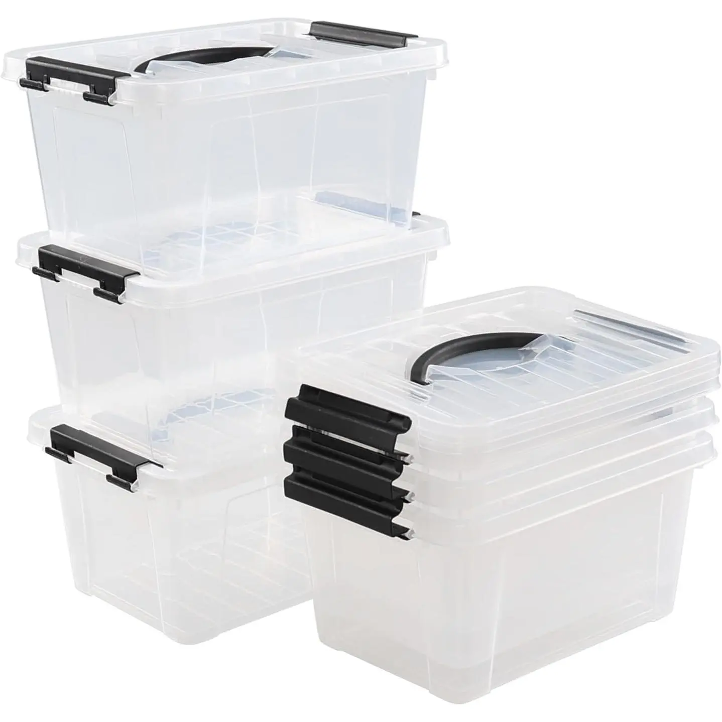 6-Pack 10L Clear Plastic Storage Boxes with Lids, Home Organizer Bins for Household Storage