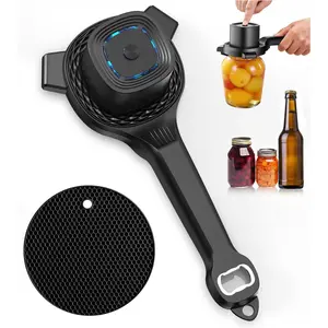 Electric Jar Opener, 2-in-1 Automatic Jar & Bottle Opener Rechargeable with Bonus Anti-Slip Gripper Pad for Beer, Dressing, Jar