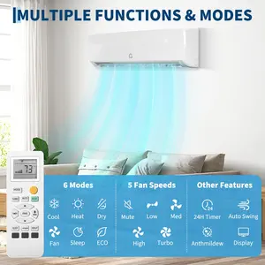 OP-3-in-1 Functionality，18000 BTU Mini Split Air Conditioner Heat Pump System,19 SEER2 208-230 v Inverter Ductless AC Cools Up to 1250 Sq, Remote Control & Installation Kit,Energy Efficient for Bedroom,White